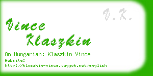 vince klaszkin business card